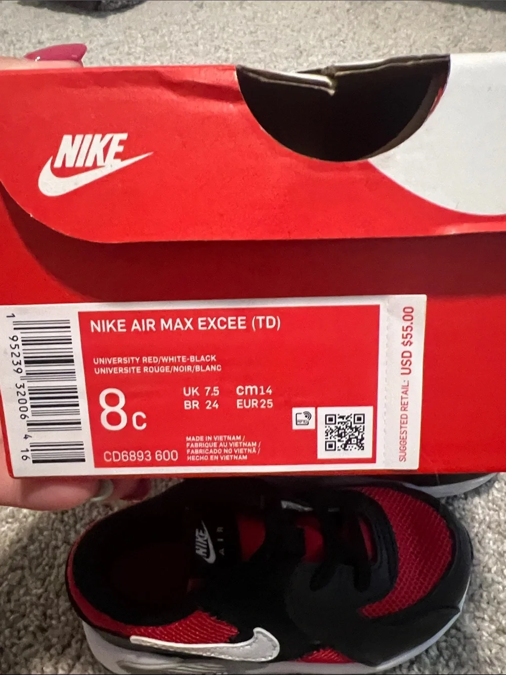 Nike Kids Air Sport Sneakers - Black & Red
